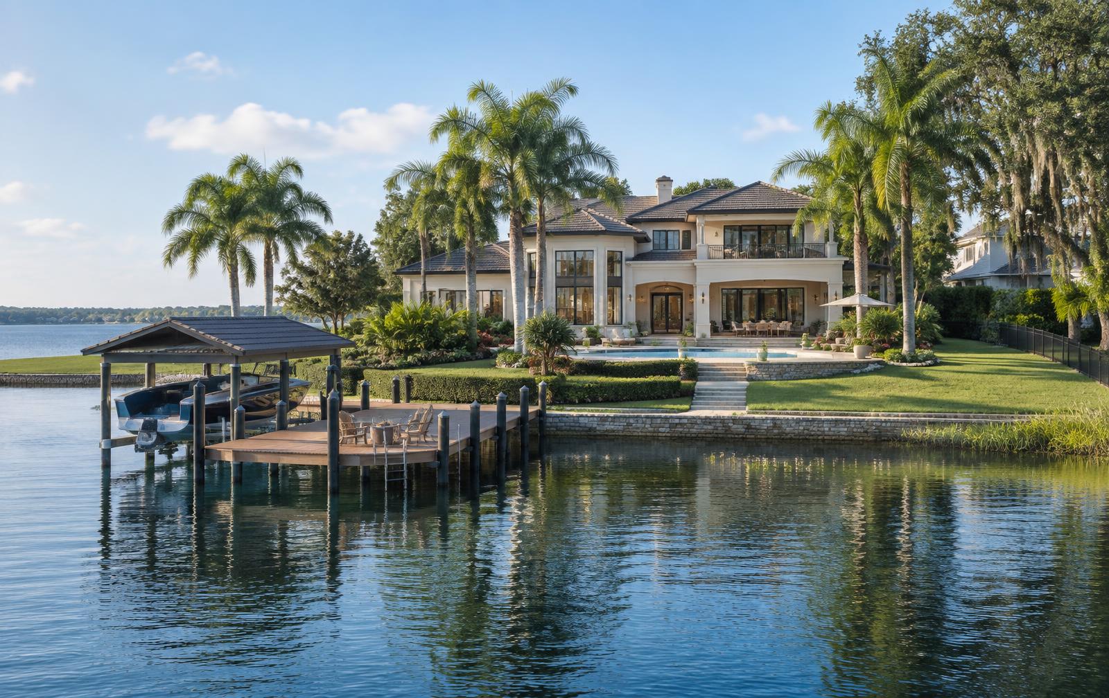 Luxury Windermere waterfront estate with a private dock on the Butler Chain of Lakes